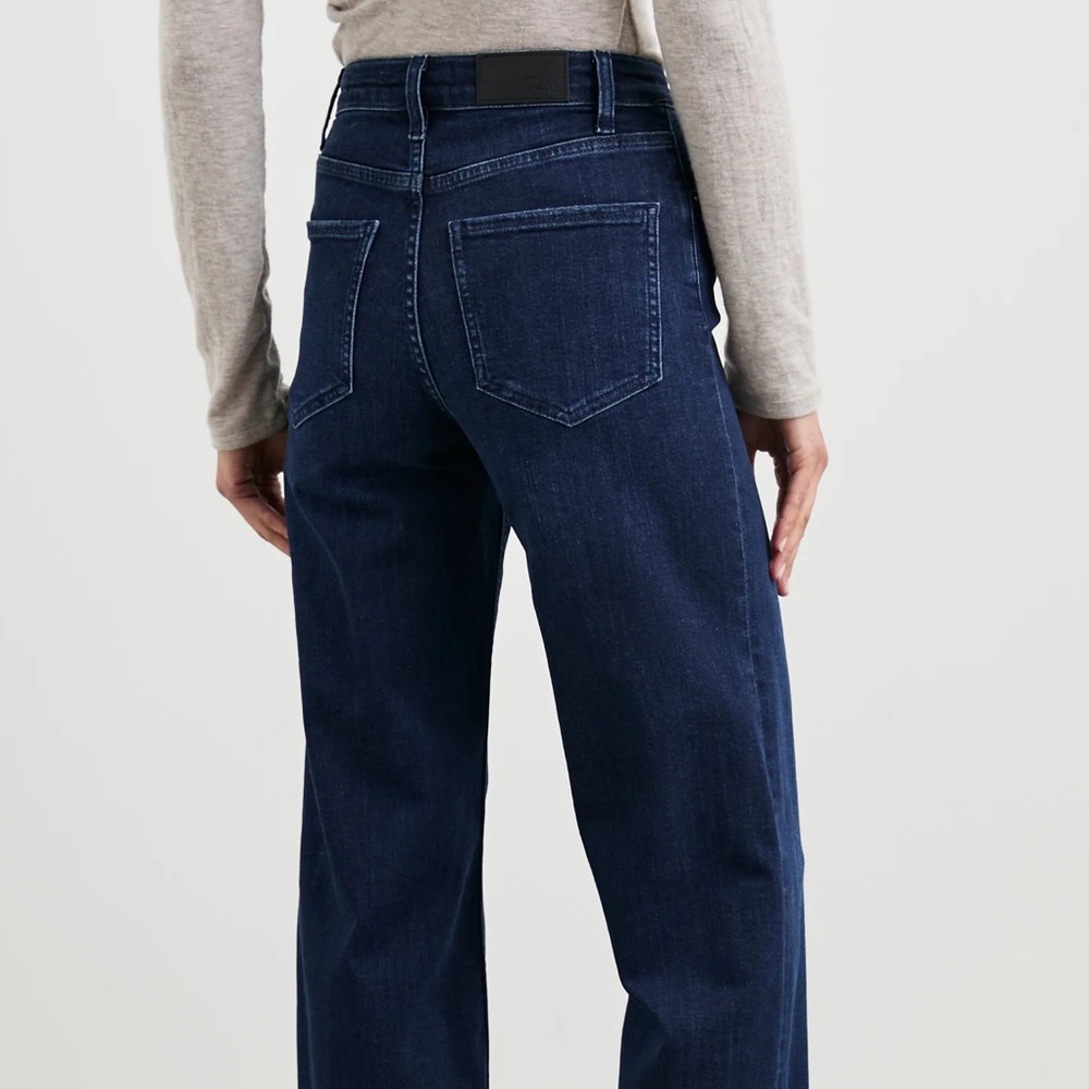 High Rise Wide Leg Dark Blue Jeans - Picture 2 of 4